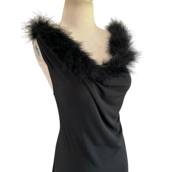 Coperni Feather Boa Jersey Midi Dress in Black 42 New Womens Backless - Picture 8 of 16